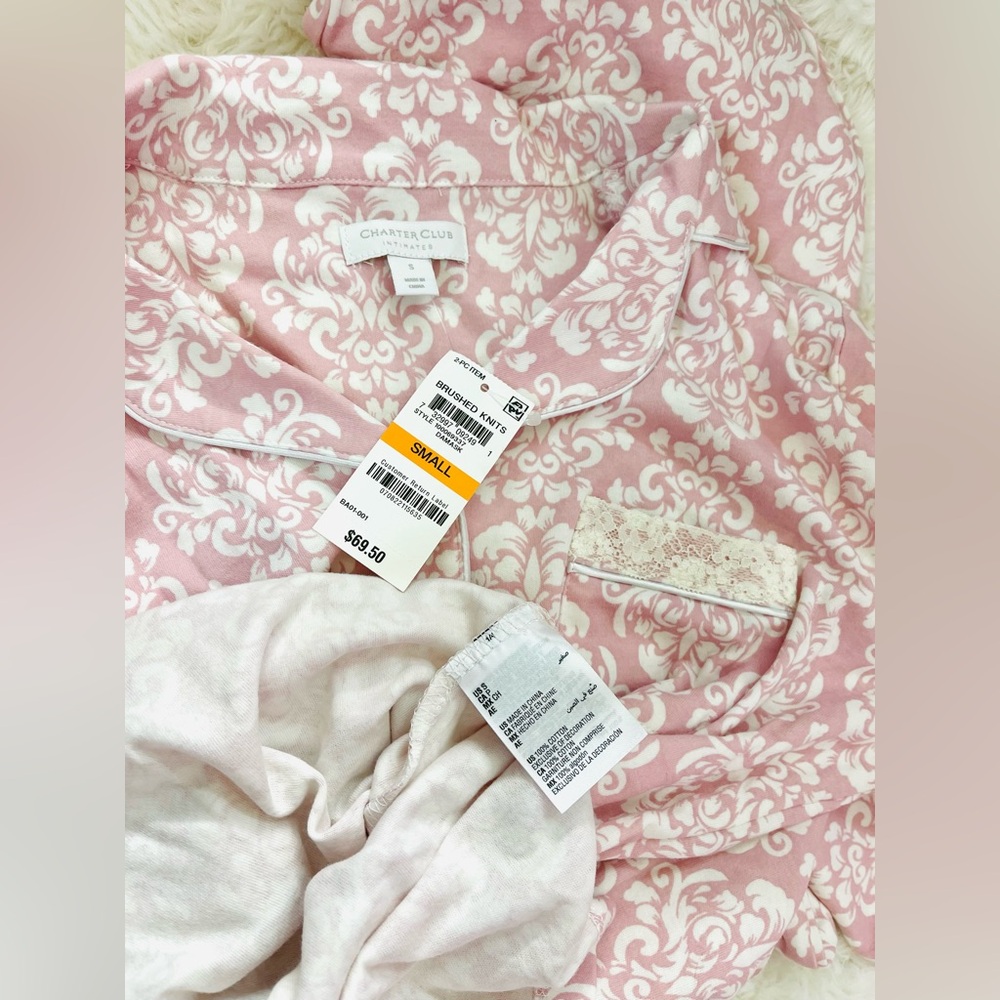 New Charter Club Pink Pajama Set 100% cotton pink s small 2 4 Christmas 🎁 cute - Picture 6 of 6